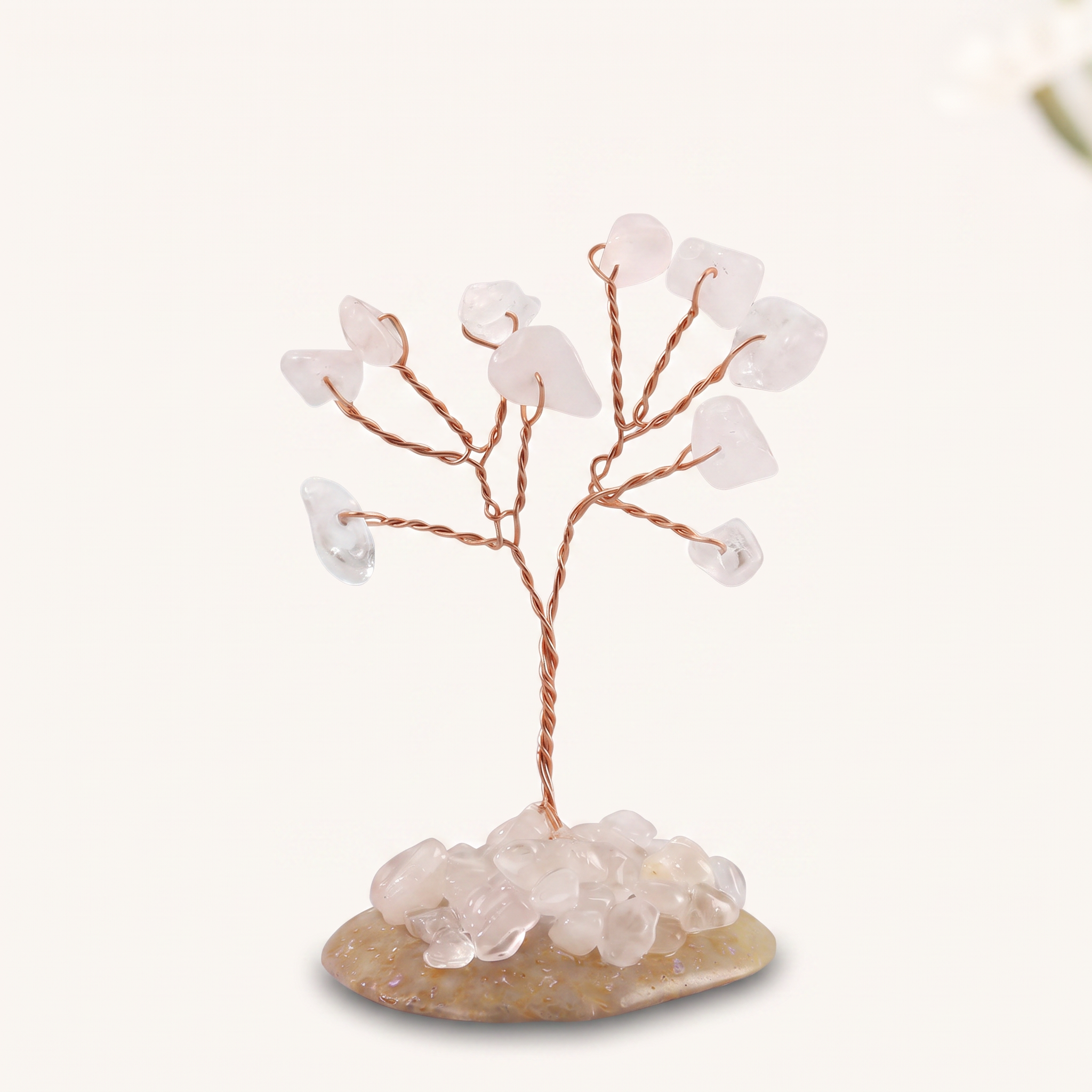Natural crystal gravel fortune tree ornament for home and office, DIY wire-wrapped copper wire decorative craft tree