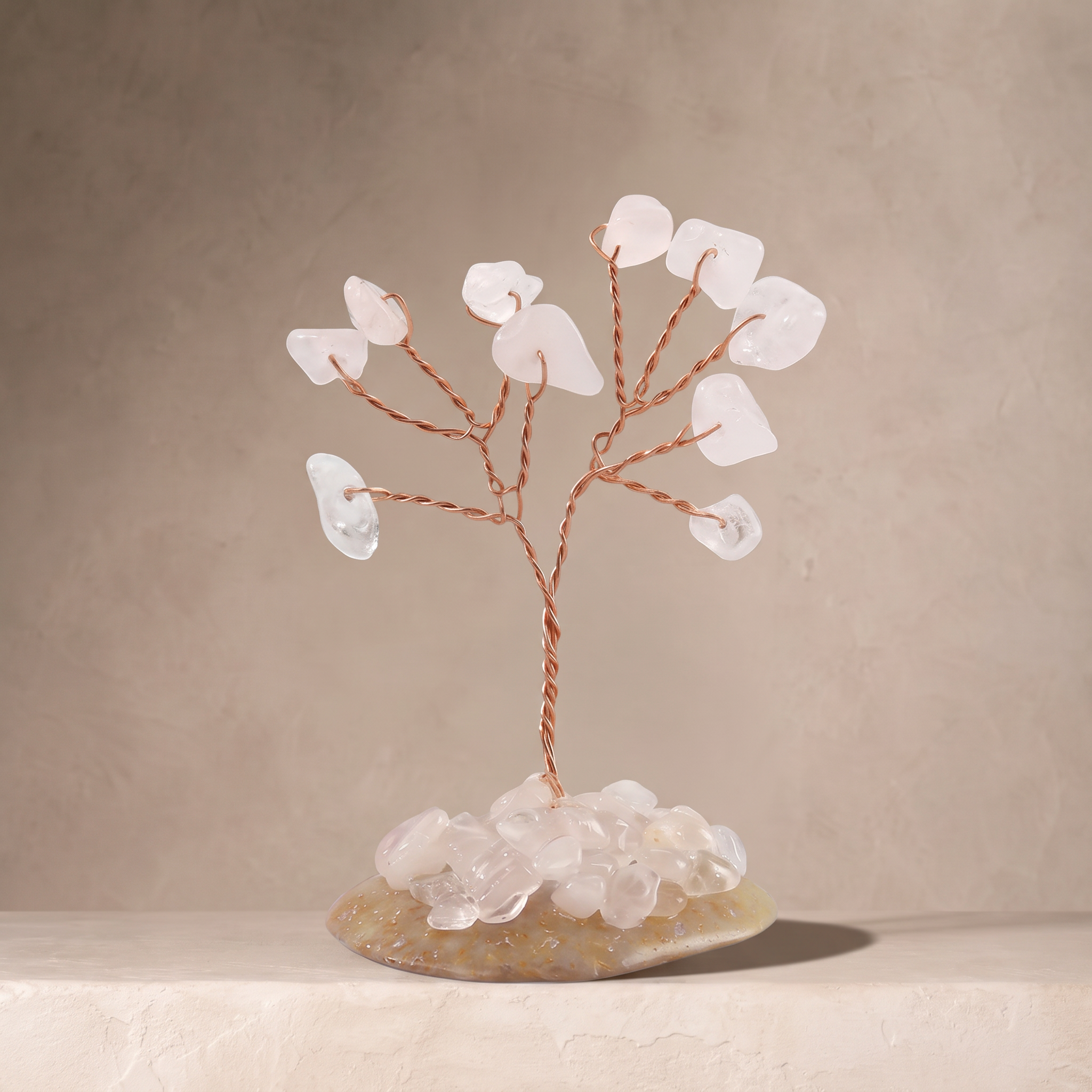 Natural crystal gravel fortune tree ornament for home and office, DIY wire-wrapped copper wire decorative craft tree
