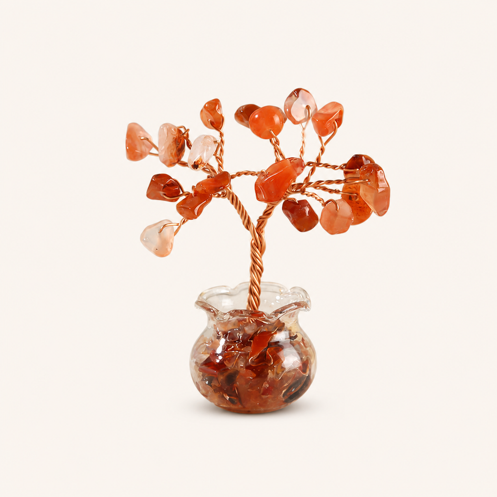 Natural crystal gravel fortune tree decorative craft for home, office desk, and car