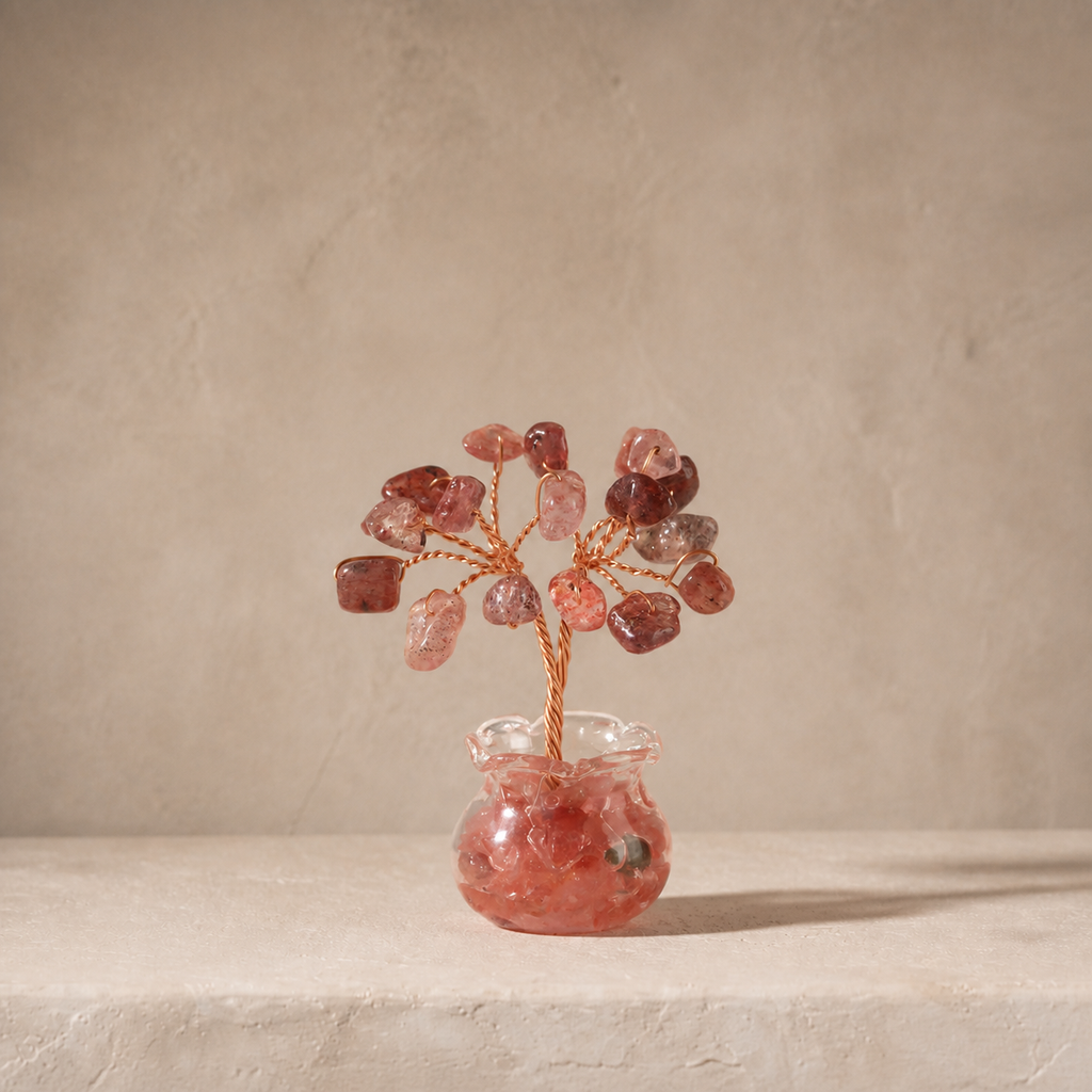 Natural crystal gravel fortune tree decorative craft for home, office desk, and car