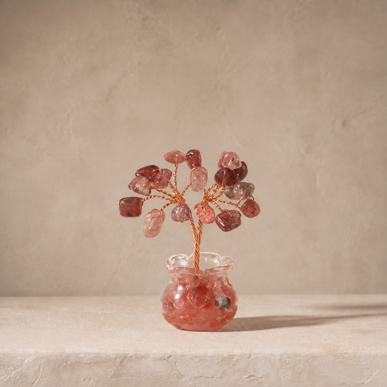 Natural crystal gravel fortune tree decorative craft for home, office desk, and car