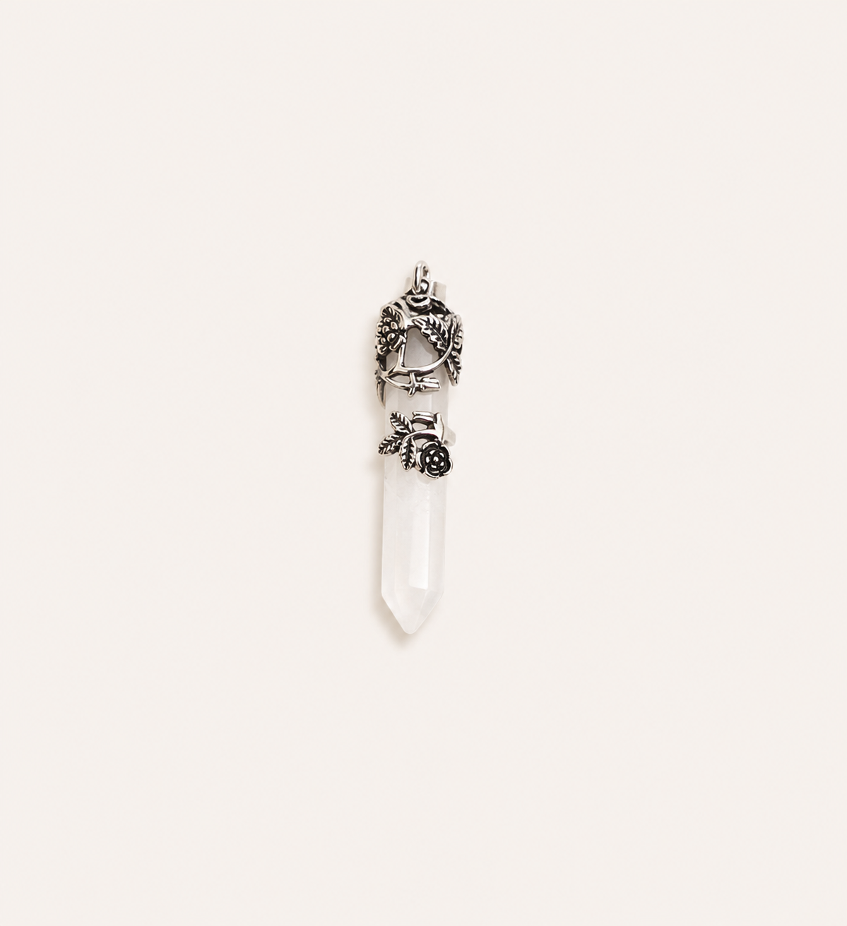 European and American vintage natural stone rose hexagonal column necklace crystal jewelry accessories purple, white, pink crystal necklace pendant