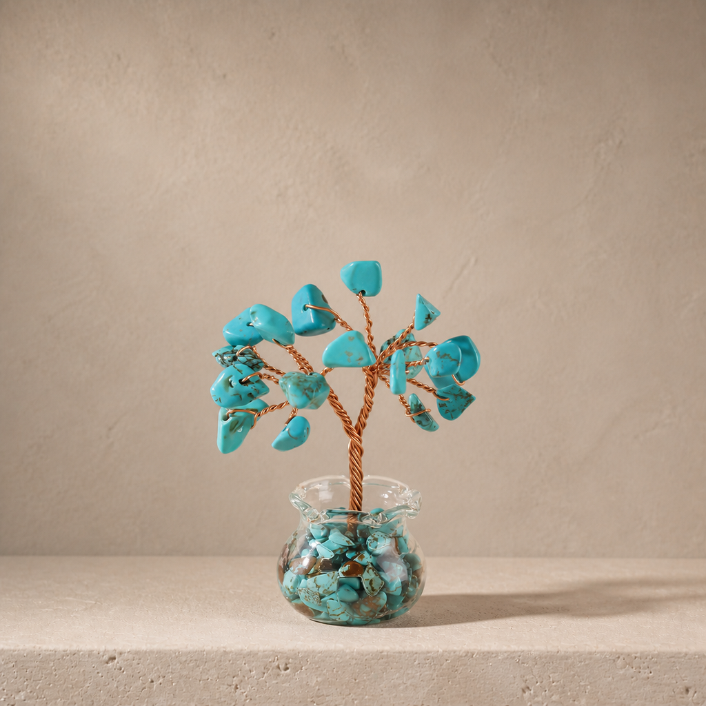 Natural crystal gravel fortune tree decorative craft for home, office desk, and car