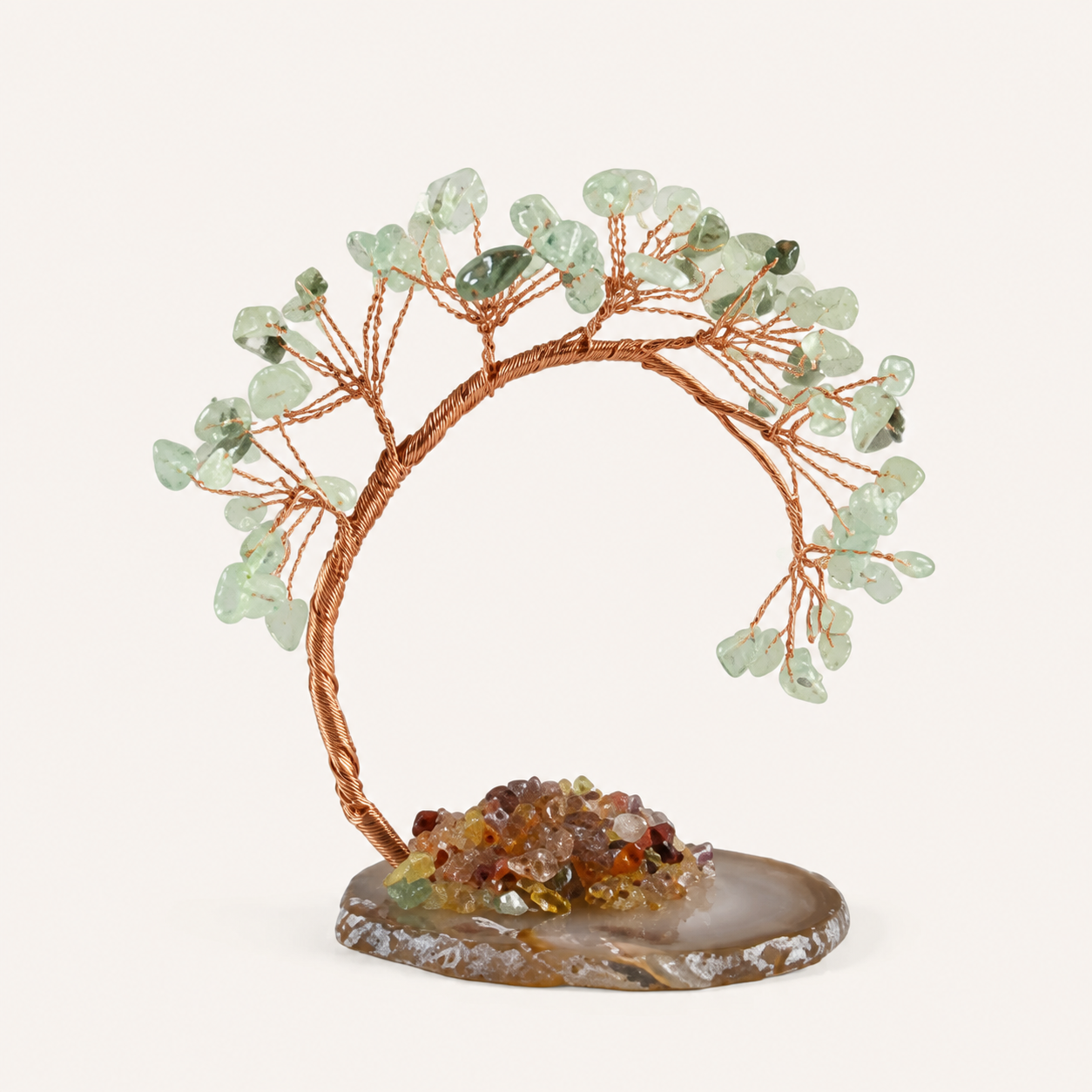 Natural crystal gravel curved cypress tree craft for home and office desktop DIY agate base potted plant decoration