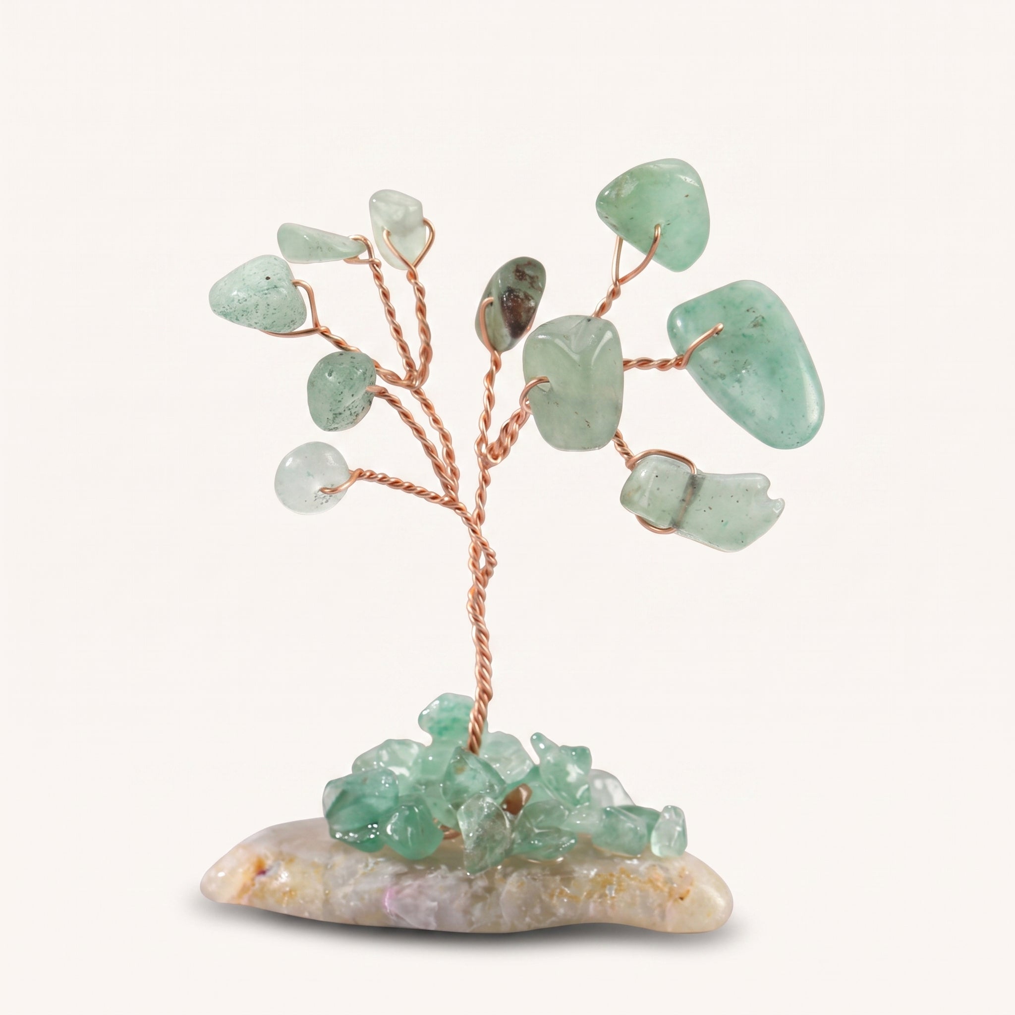 Natural crystal gravel fortune tree ornament for home and office, DIY wire-wrapped copper wire decorative craft tree