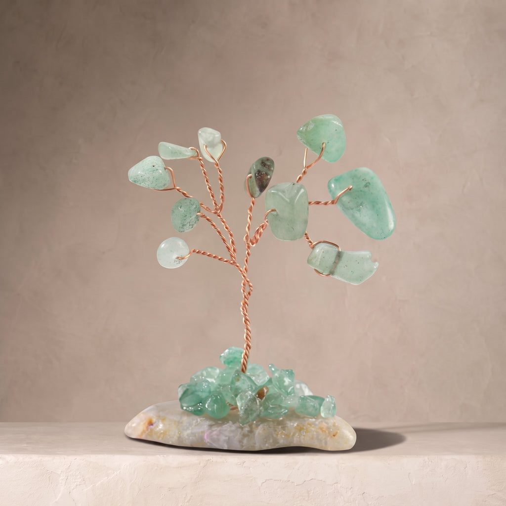 Natural crystal gravel fortune tree ornament for home and office, DIY wire-wrapped copper wire decorative craft tree