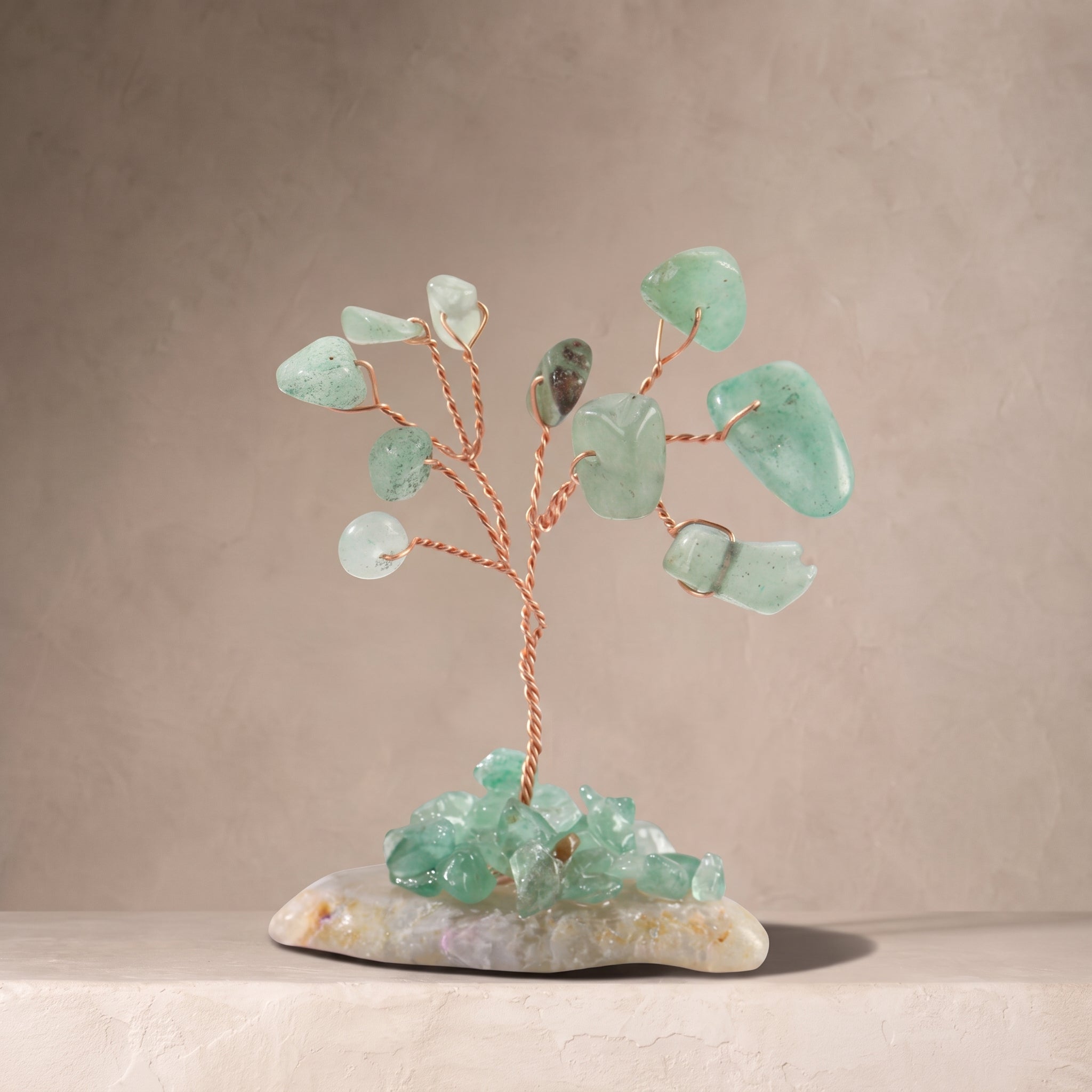 Natural crystal gravel fortune tree ornament for home and office, DIY wire-wrapped copper wire decorative craft tree