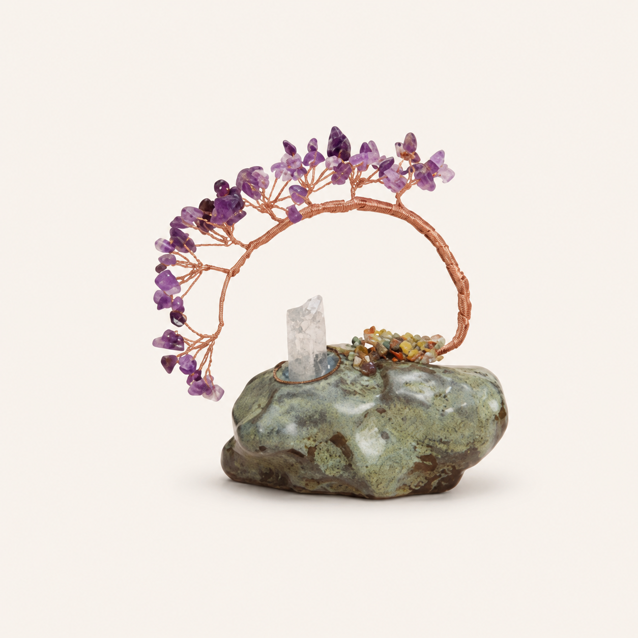 Natural Amethyst Potted Plant Ornament Crystal Money Tree Ornament Home DIY Crushed Stone Money Tree Decorative Craft