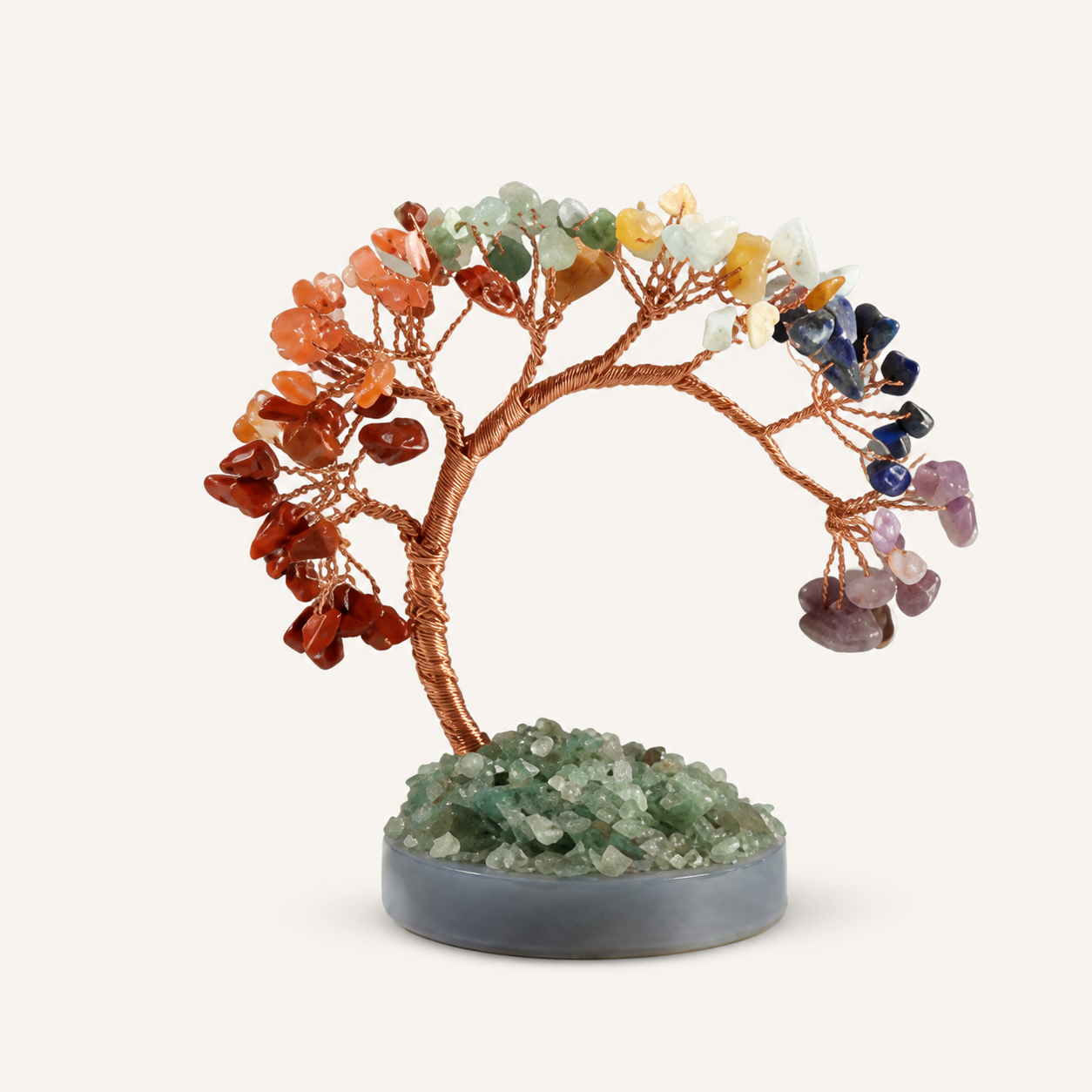 Natural crystal gravel curved cypress tree craft for home and office desktop DIY agate base potted plant decoration