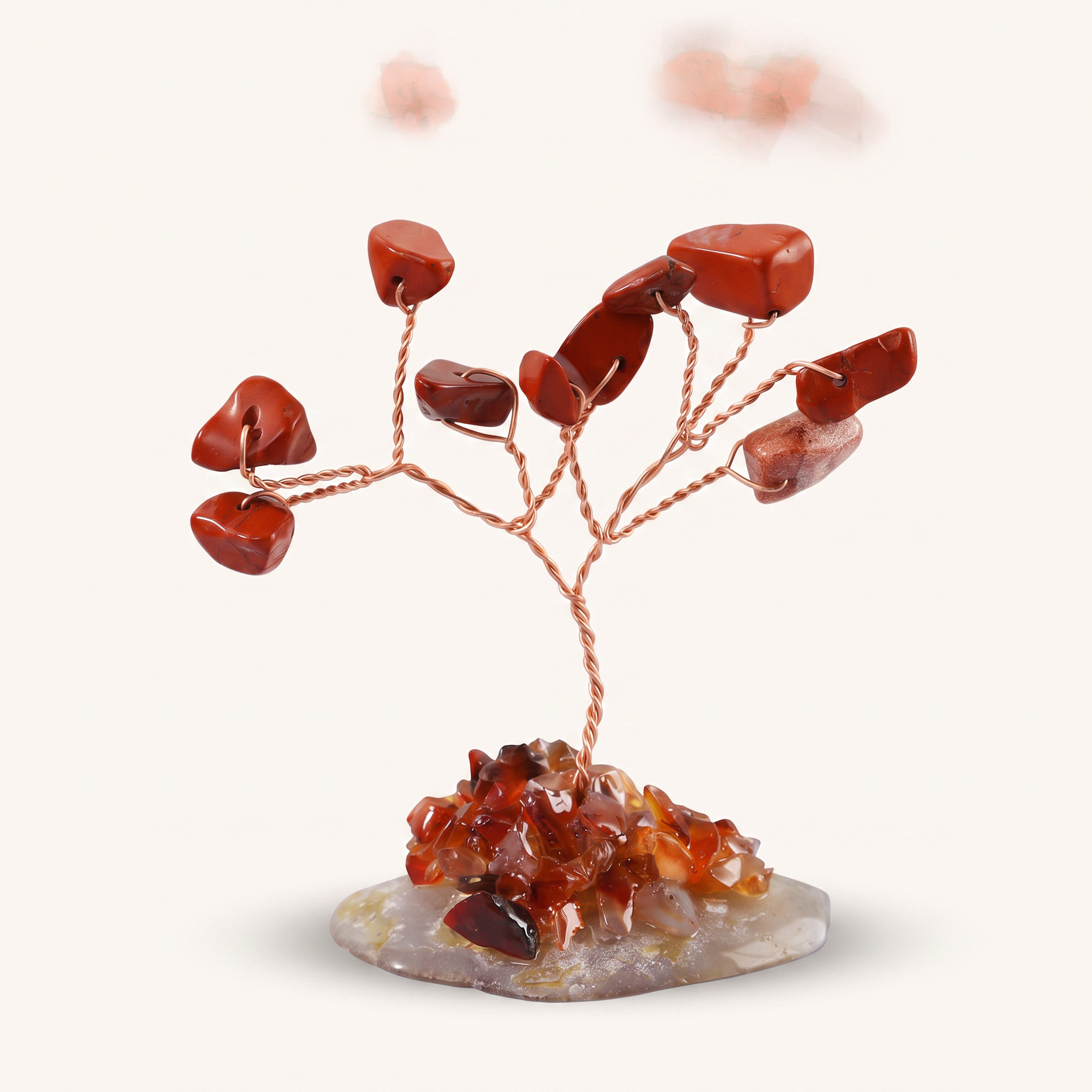 Natural crystal gravel fortune tree ornament for home and office, DIY wire-wrapped copper wire decorative craft tree
