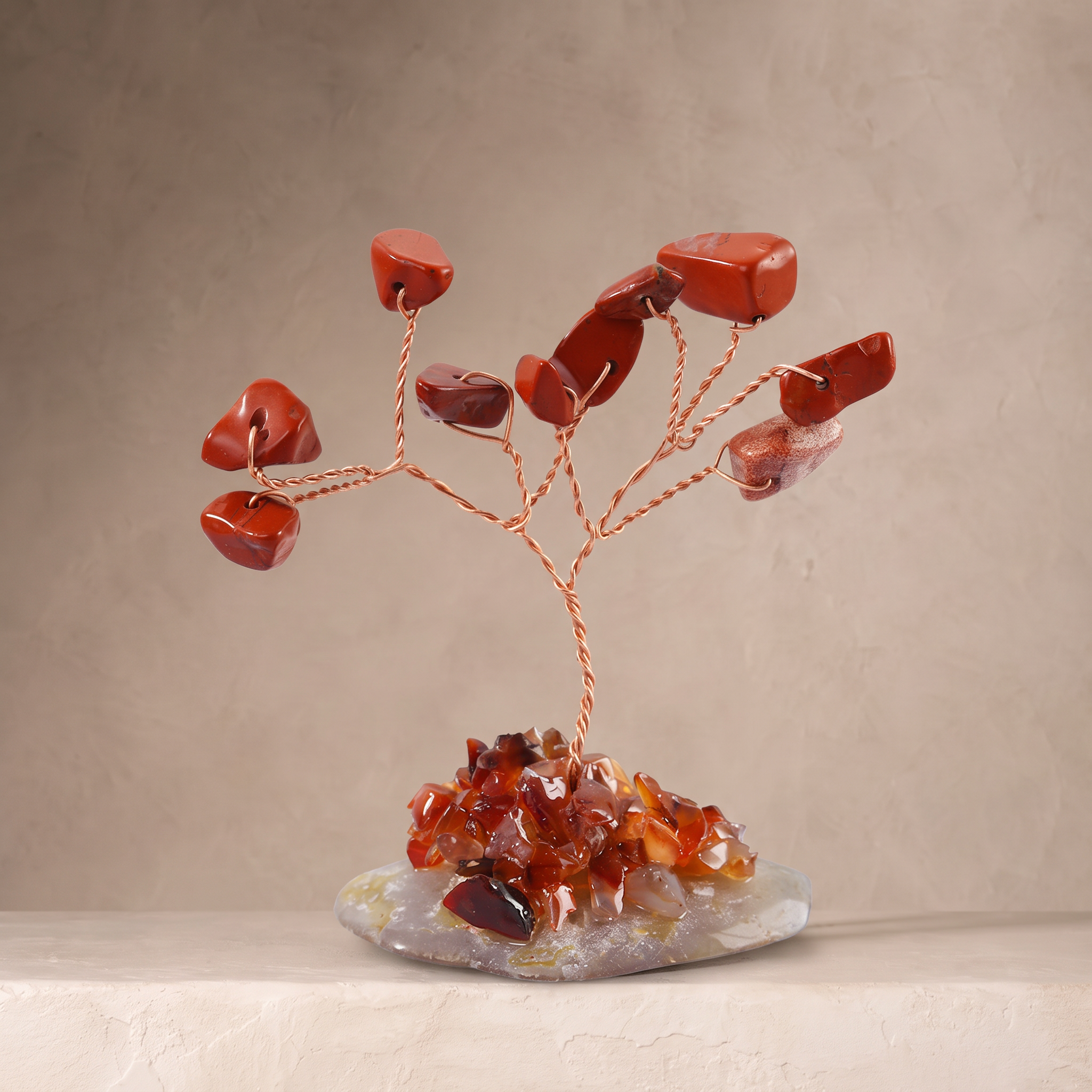 Natural crystal gravel fortune tree ornament for home and office, DIY wire-wrapped copper wire decorative craft tree