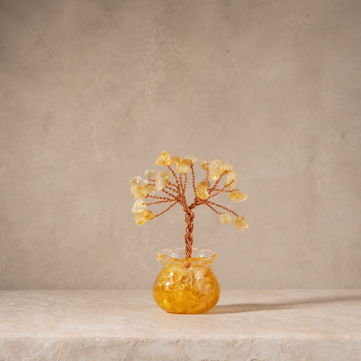 Natural crystal gravel fortune tree decorative craft for home, office desk, and car