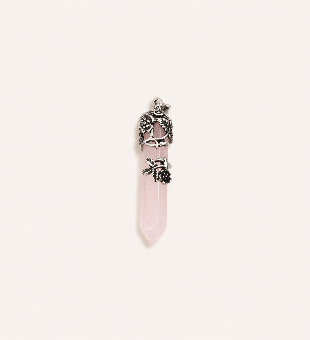 European and American vintage natural stone rose hexagonal column necklace crystal jewelry accessories purple, white, pink crystal necklace pendant