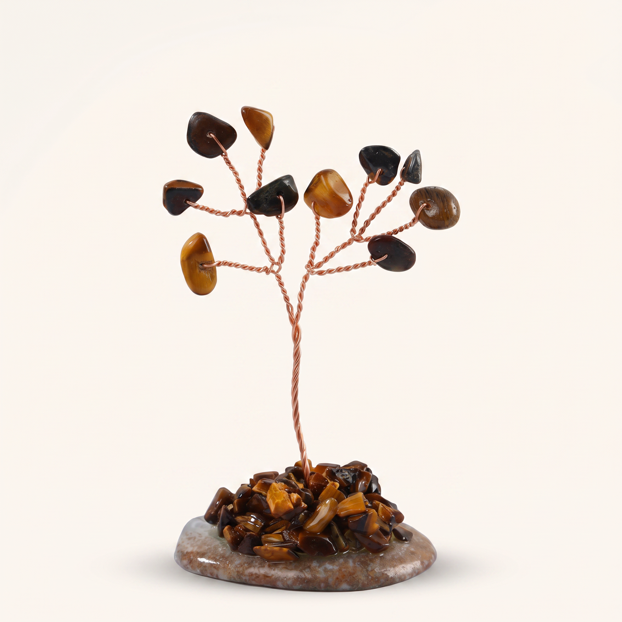 Natural crystal gravel fortune tree ornament for home and office, DIY wire-wrapped copper wire decorative craft tree