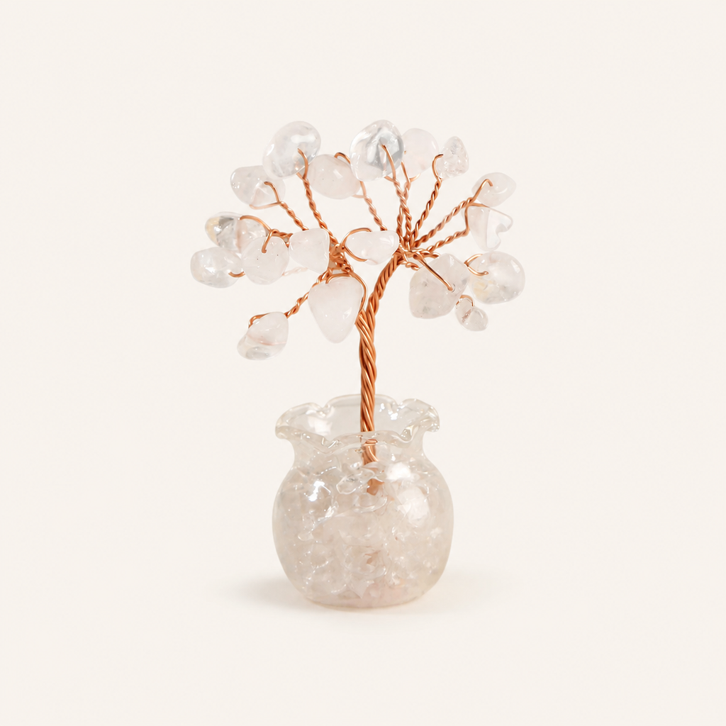 Natural crystal gravel fortune tree decorative craft for home, office desk, and car