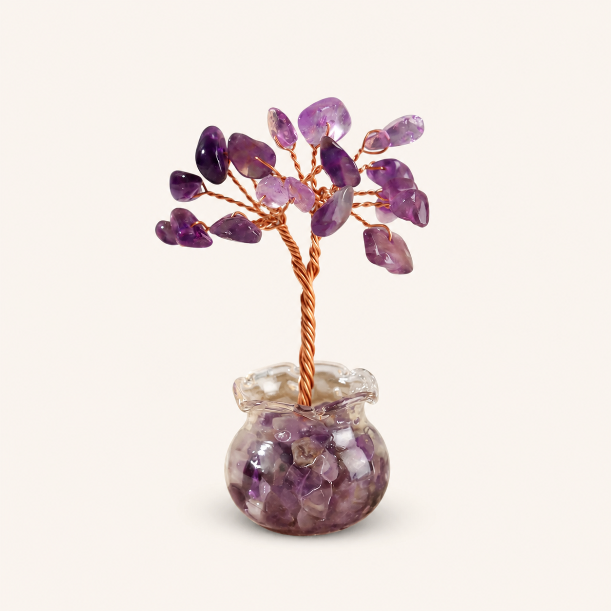 Natural crystal gravel fortune tree decorative craft for home, office desk, and car