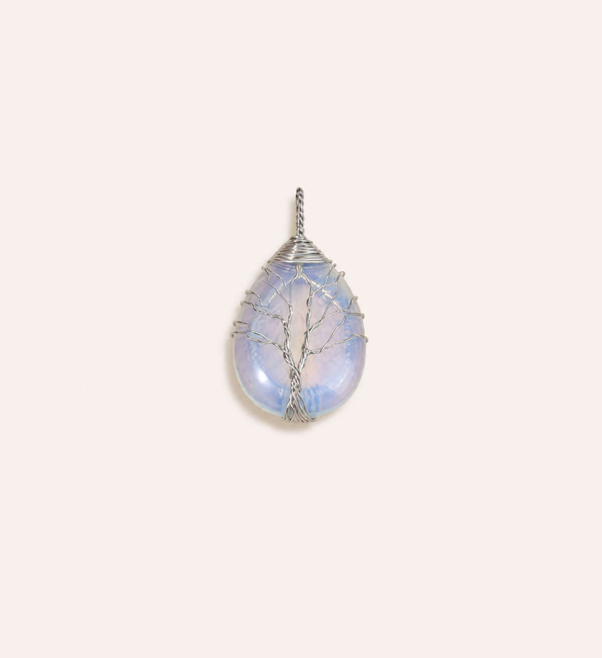 Amethyst Necklace Pendant Handmade Woven Wire Life Tree Necklace Water Drop Natural Stone Crystal Pendant