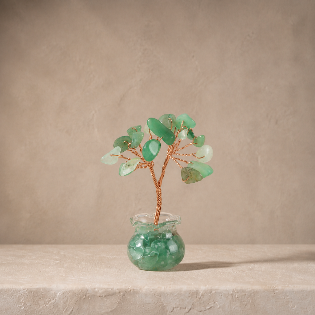 Natural crystal gravel fortune tree decorative craft for home, office desk, and car