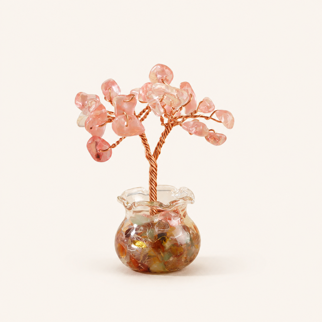 Natural crystal gravel fortune tree decorative craft for home, office desk, and car
