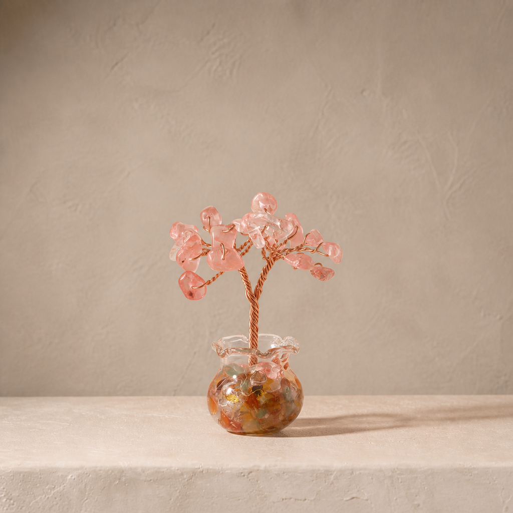 Natural crystal gravel fortune tree decorative craft for home, office desk, and car