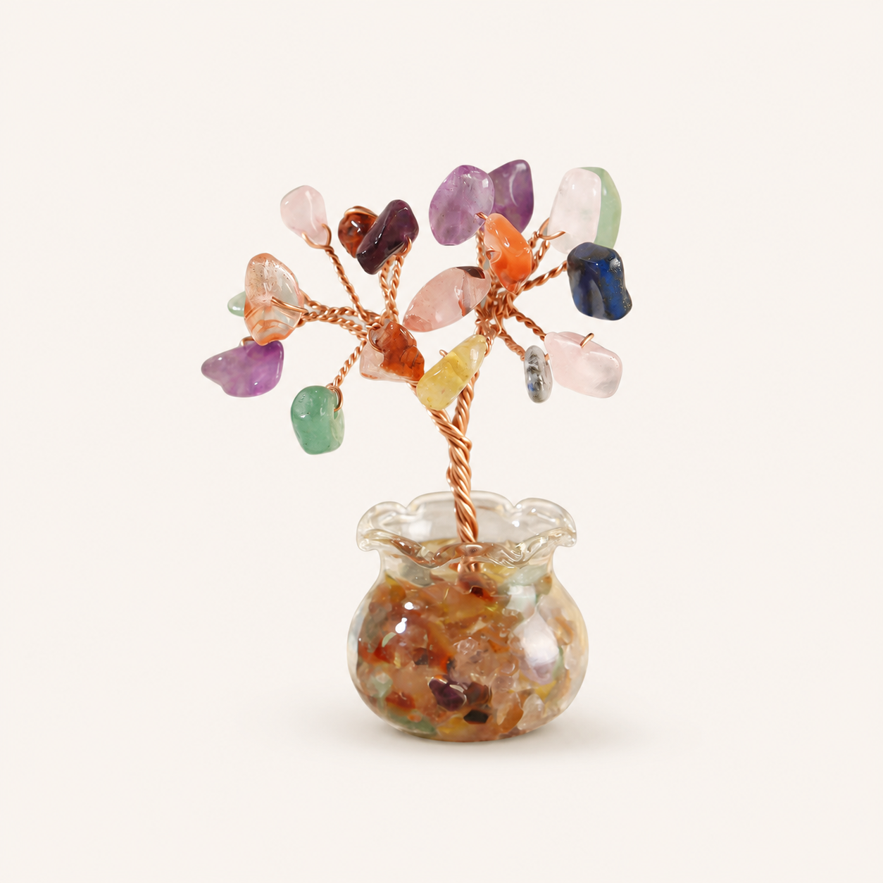 Natural crystal gravel fortune tree decorative craft for home, office desk, and car