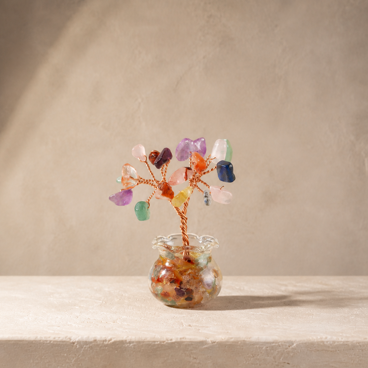 Natural crystal gravel fortune tree decorative craft for home, office desk, and car