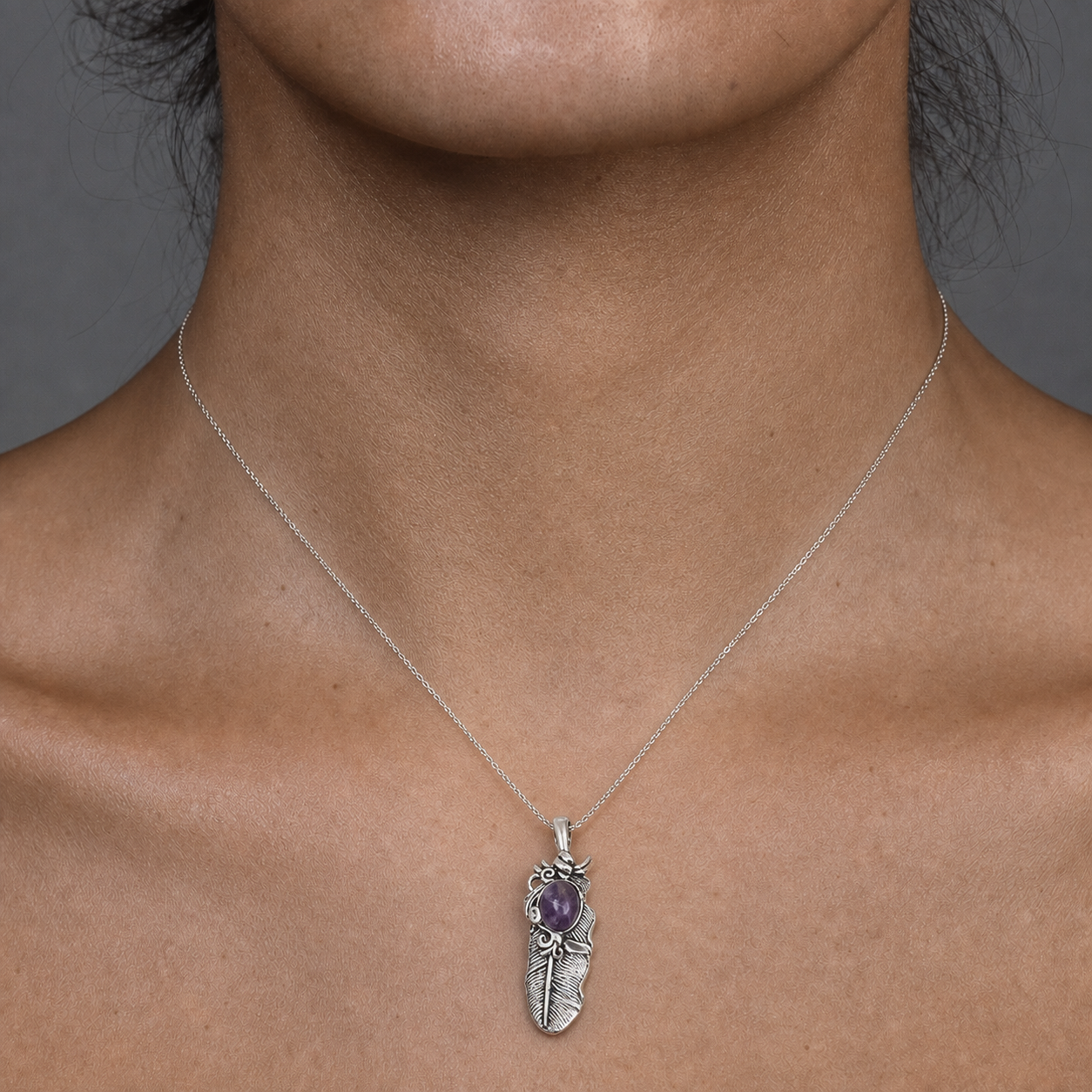 European and American natural stone feather pendant vintage trendy men's DIY sweater chain accessory pendant DIY jewelry accessory