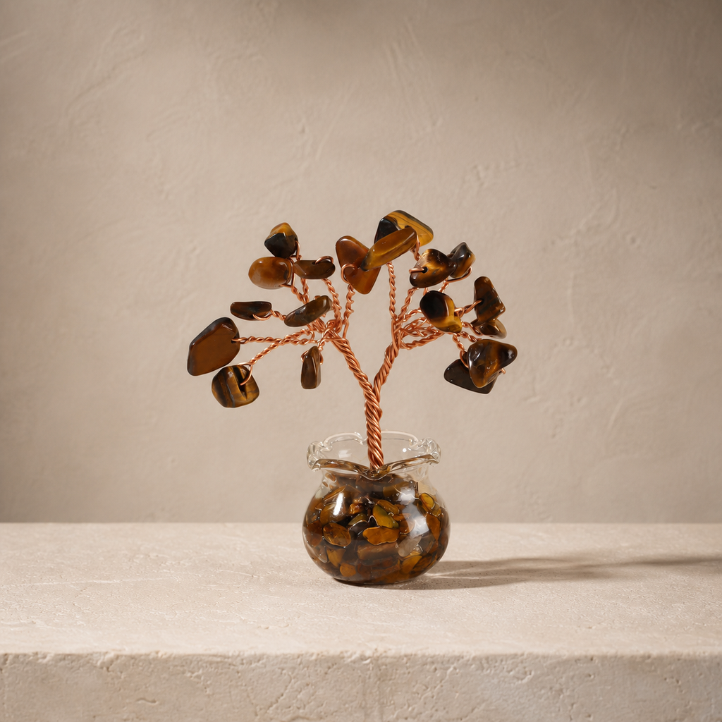 Natural crystal gravel fortune tree decorative craft for home, office desk, and car