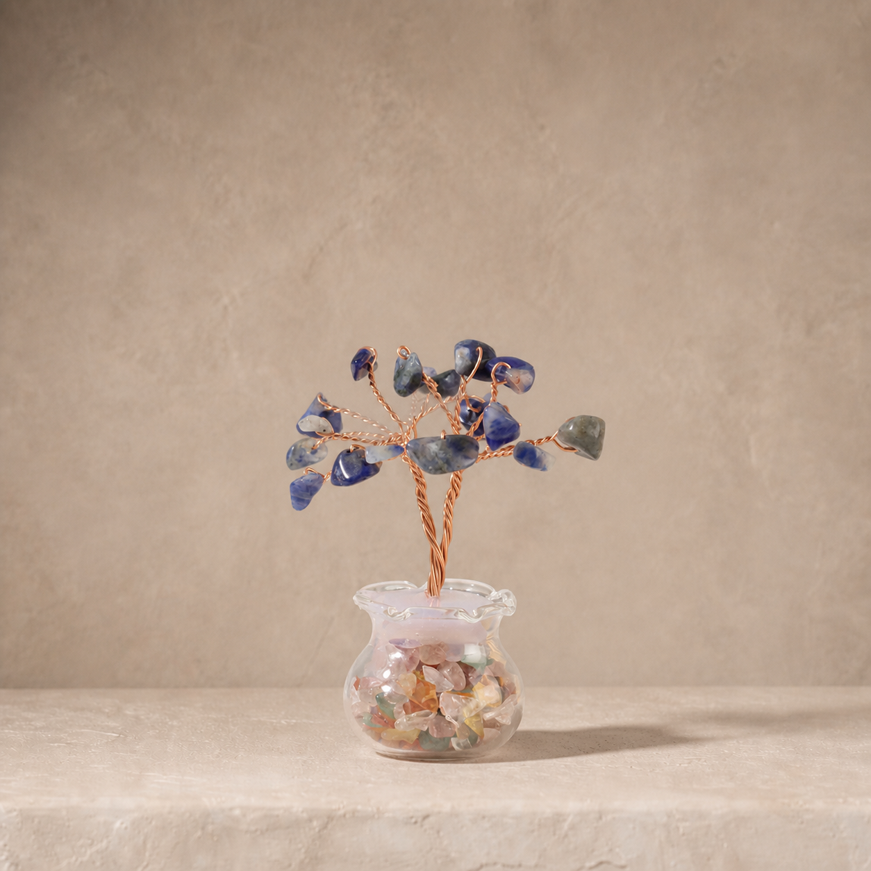 Natural crystal gravel fortune tree decorative craft for home, office desk, and car