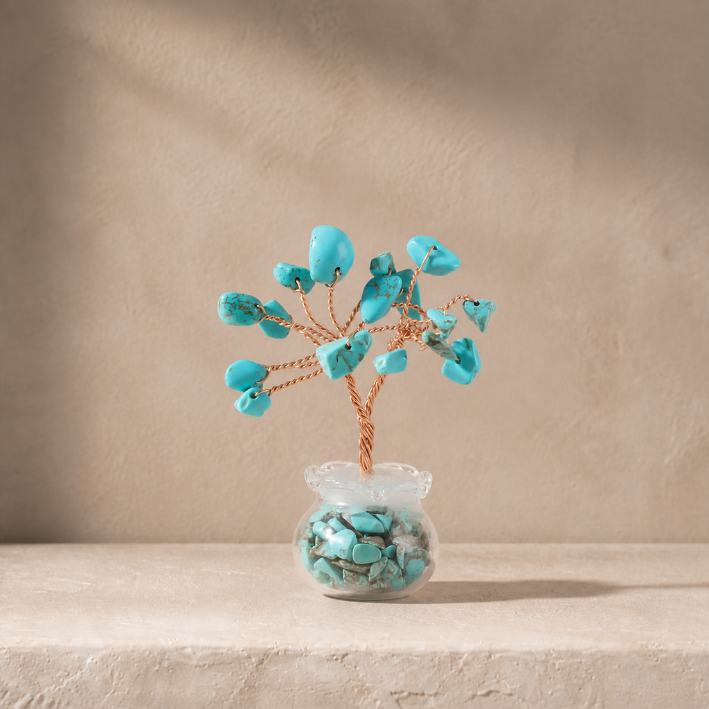 Natural crystal gravel fortune tree decorative craft for home, office desk, and car
