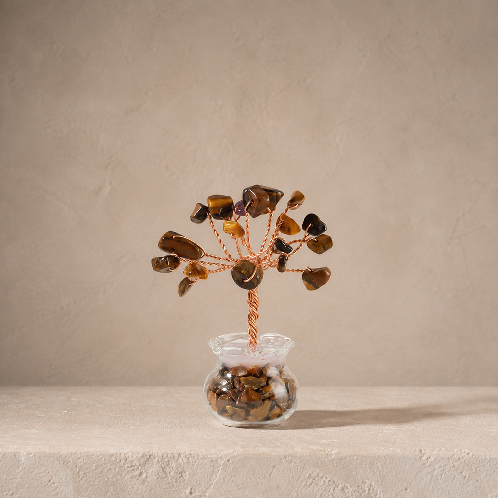Natural crystal gravel fortune tree decorative craft for home, office desk, and car