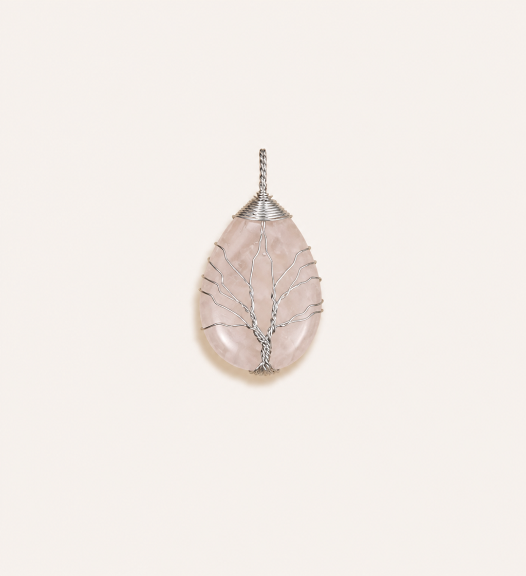 Amethyst Necklace Pendant Handmade Woven Wire Life Tree Necklace Water Drop Natural Stone Crystal Pendant