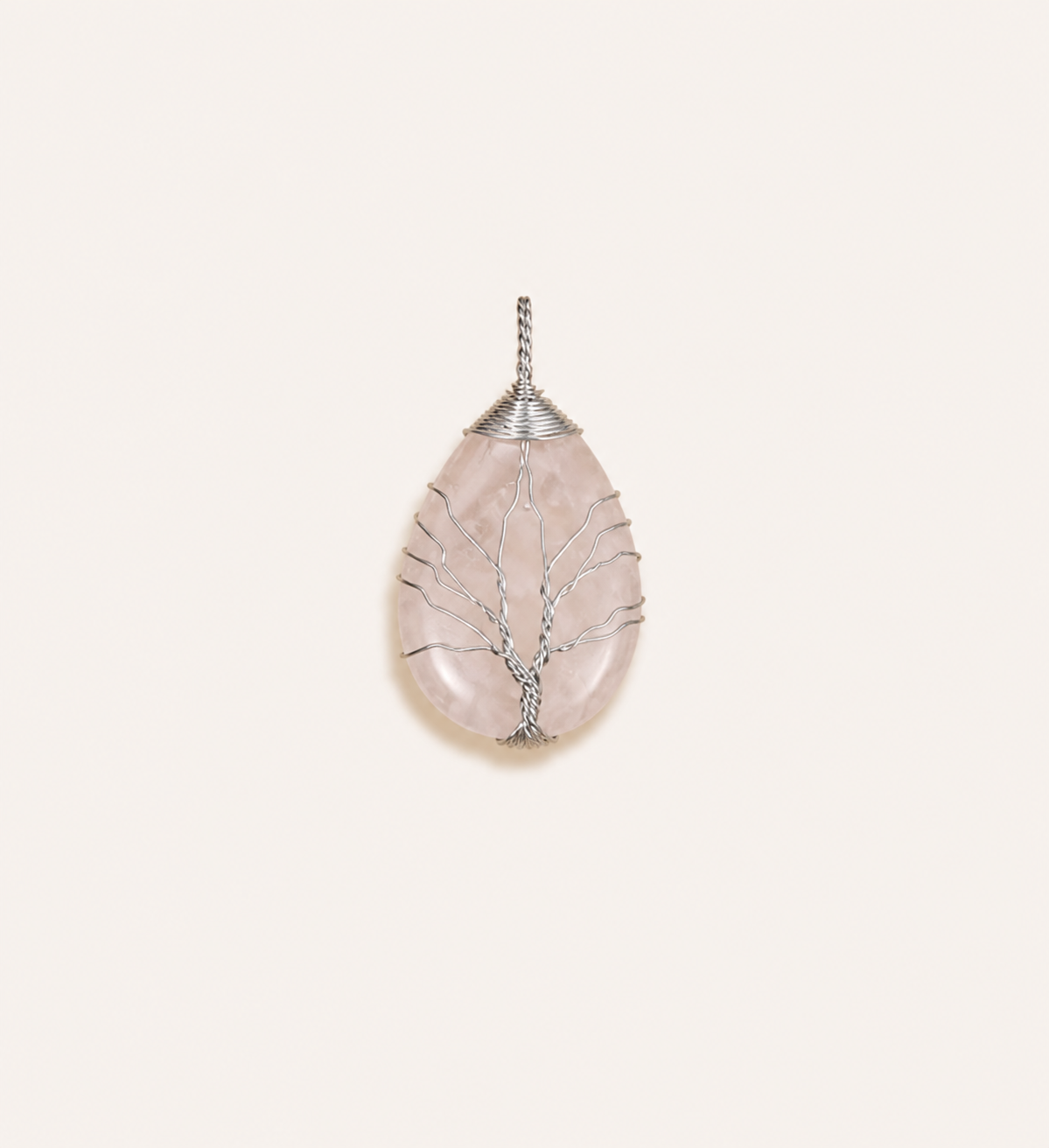 Amethyst Necklace Pendant Handmade Woven Wire Life Tree Necklace Water Drop Natural Stone Crystal Pendant