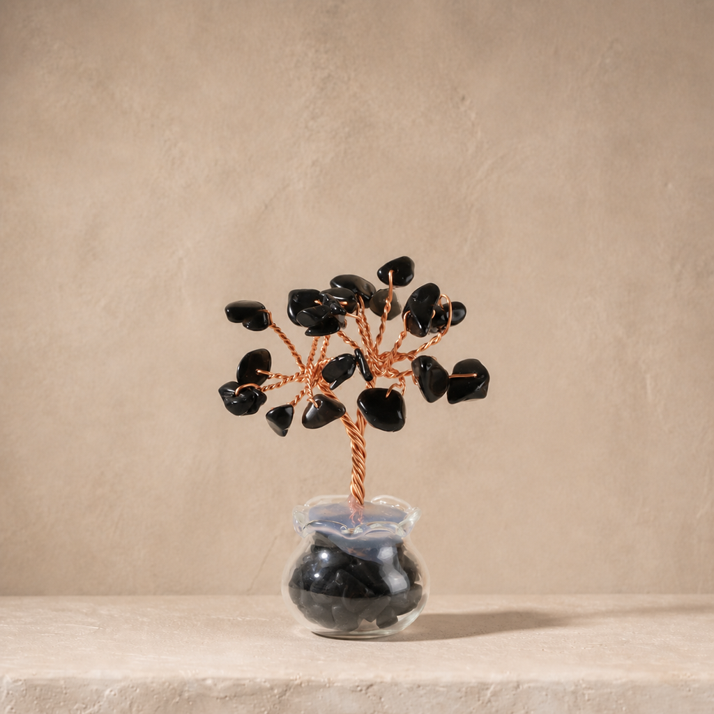 Natural crystal gravel fortune tree decorative craft for home, office desk, and car