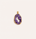 European and American cross-border natural crystal raw stone pendants, handmade DIY electroplated copper wire edged crushed stone pendant accessories