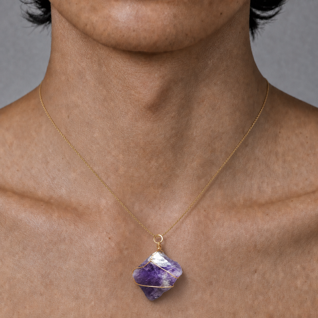 European and American irregular crystal raw stone pendants, hand-wrapped colorful natural crystal chips, sweater chain jewelry pendants