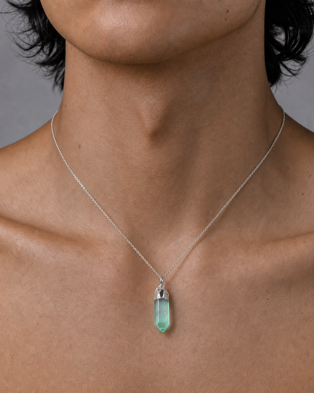 Natural crystal electroplated raw stone pendant accessories, personalized trendy DIY necklace jewelry bullet-shaped pendant accessories