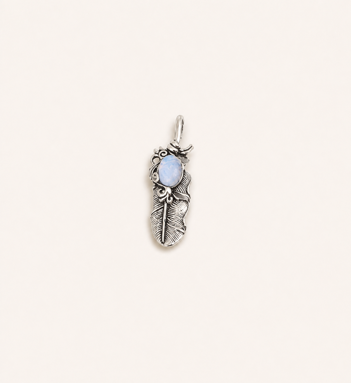 European and American natural stone feather pendant vintage trendy men's DIY sweater chain accessory pendant DIY jewelry accessory