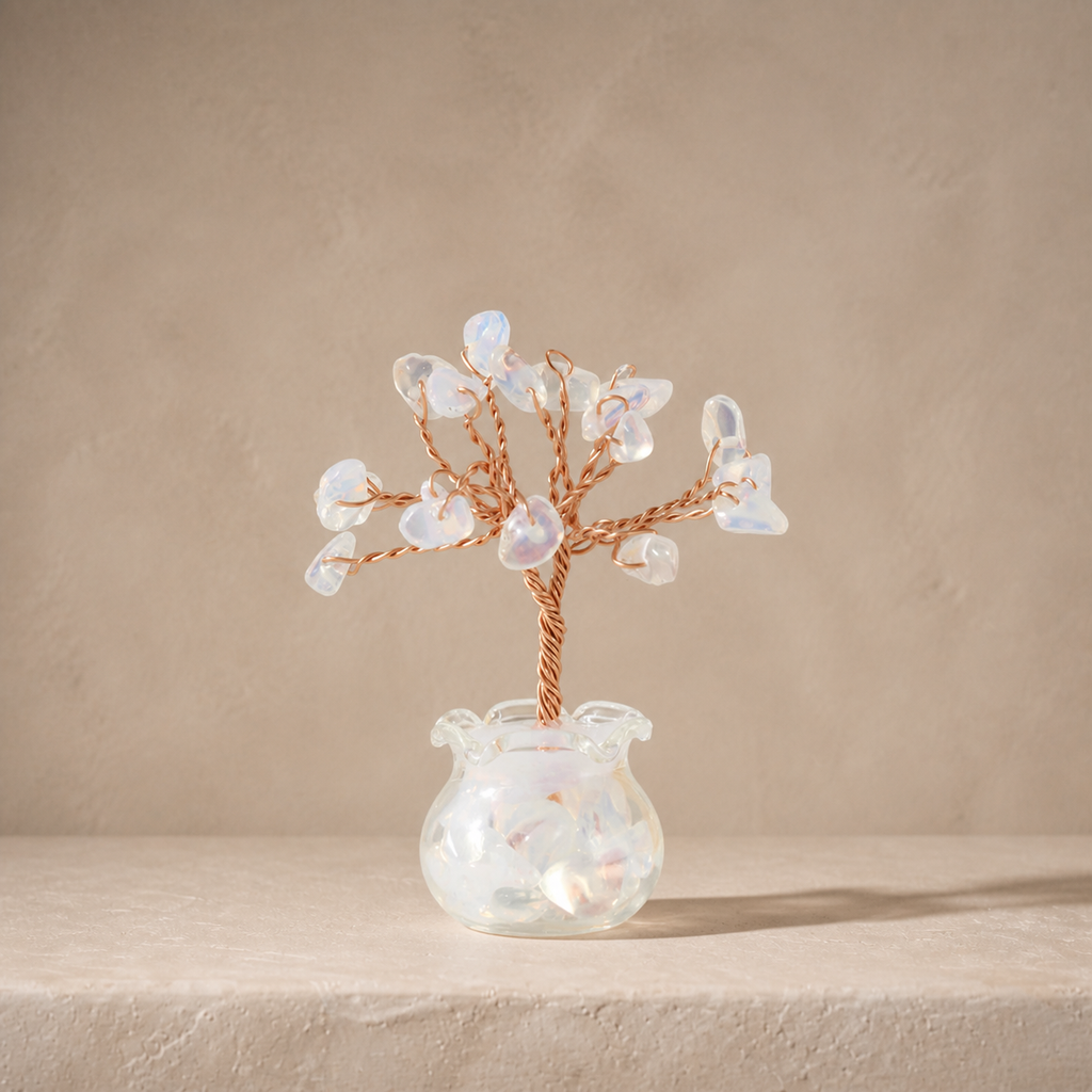 Natural crystal gravel fortune tree decorative craft for home, office desk, and car
