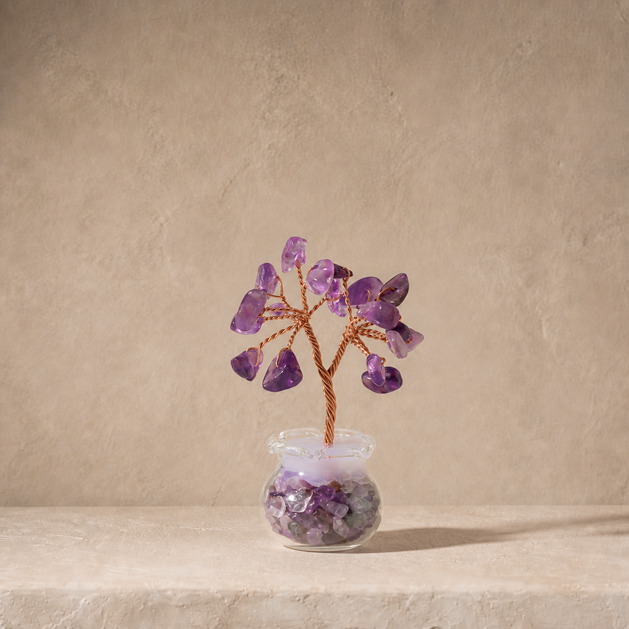 Natural crystal gravel fortune tree decorative craft for home, office desk, and car