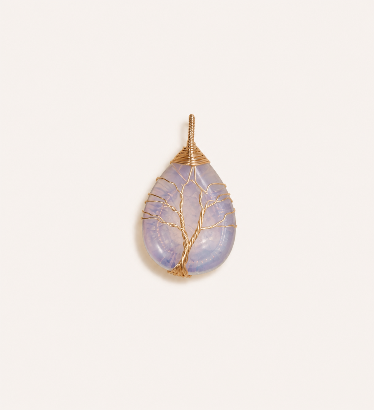 Amethyst Necklace Pendant Handmade Woven Wire Life Tree Necklace Water Drop Natural Stone Crystal Pendant