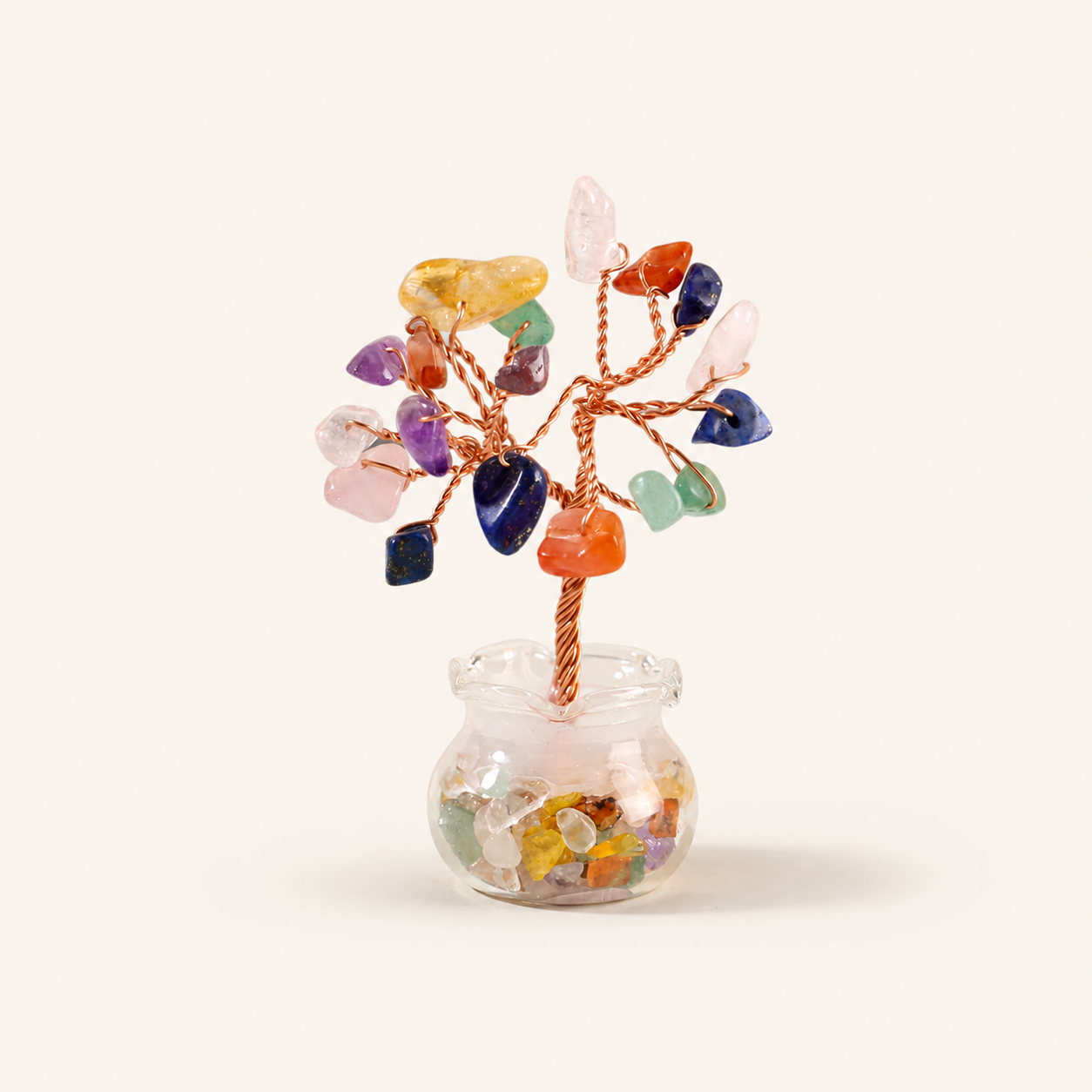 Natural crystal gravel fortune tree decorative craft for home, office desk, and car