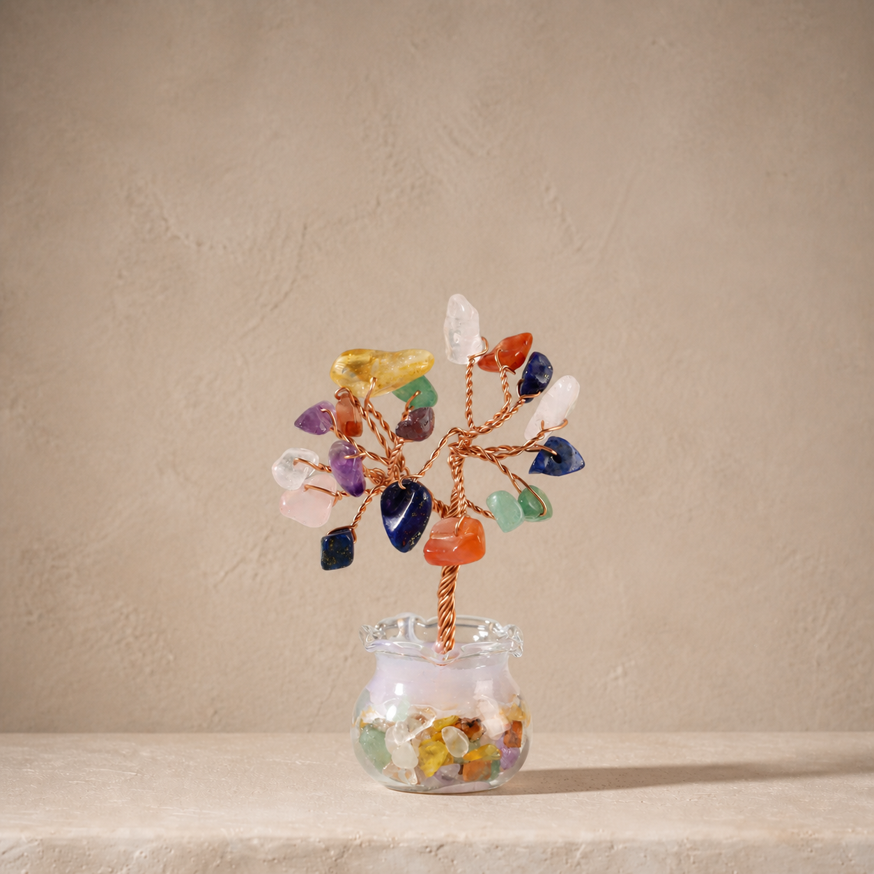 Natural crystal gravel fortune tree decorative craft for home, office desk, and car