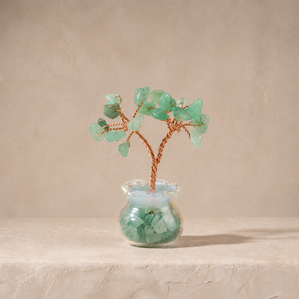 Natural crystal gravel fortune tree decorative craft for home, office desk, and car
