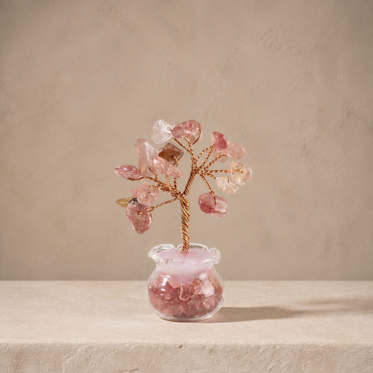 Natural crystal gravel fortune tree decorative craft for home, office desk, and car