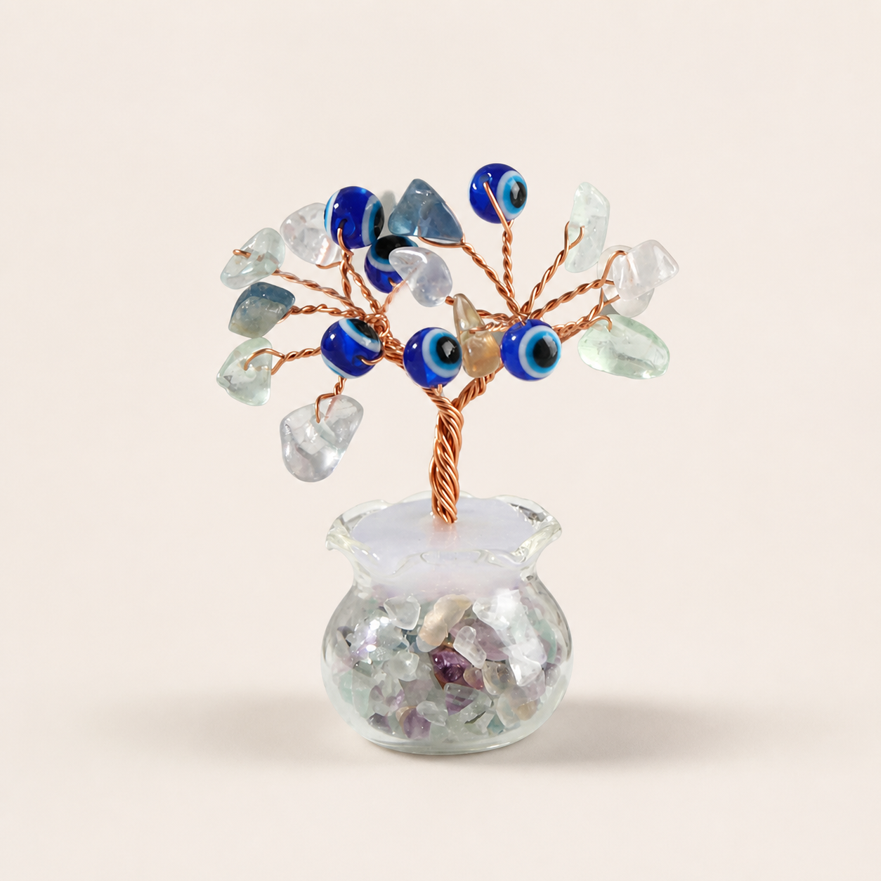 Natural crystal gravel fortune tree decorative craft for home, office desk, and car