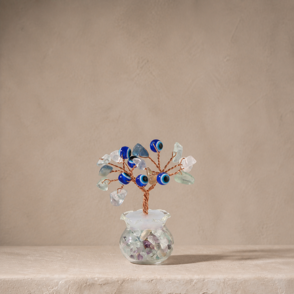 Natural crystal gravel fortune tree decorative craft for home, office desk, and car