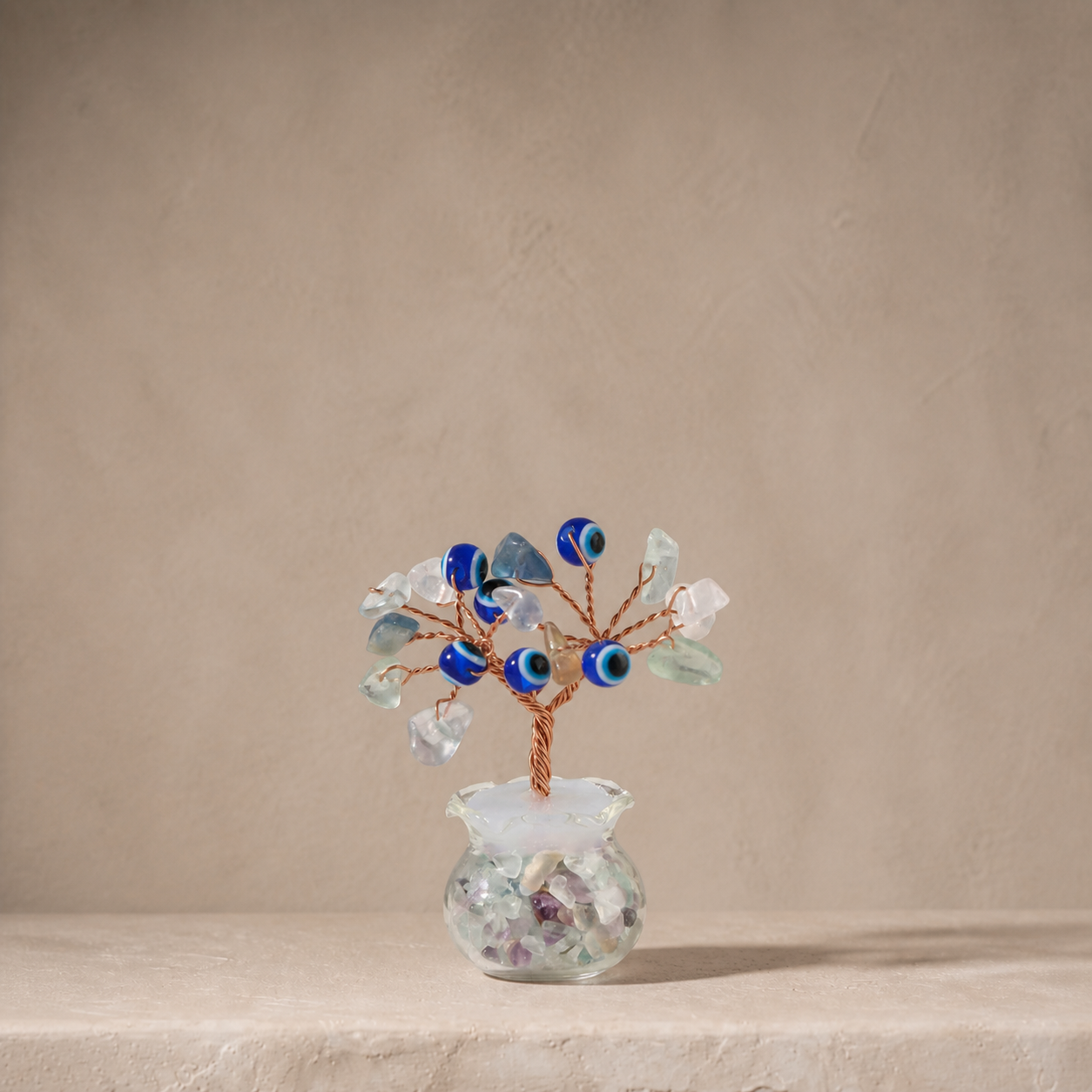 Natural crystal gravel fortune tree decorative craft for home, office desk, and car