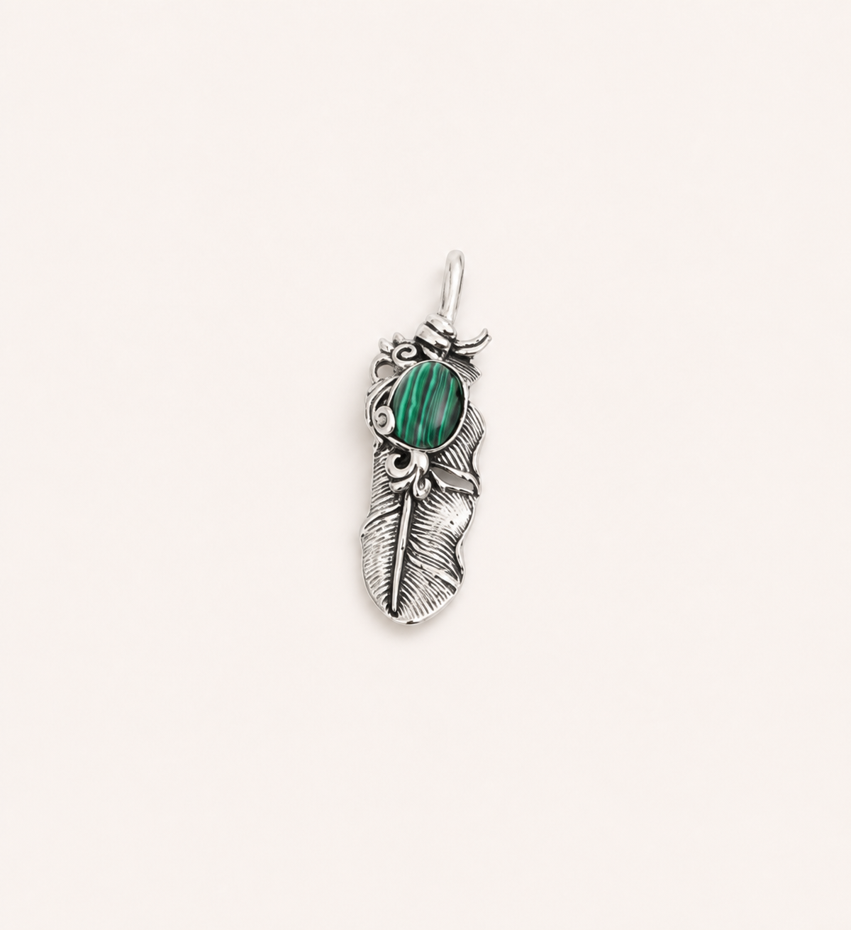 European and American natural stone feather pendant vintage trendy men's DIY sweater chain accessory pendant DIY jewelry accessory
