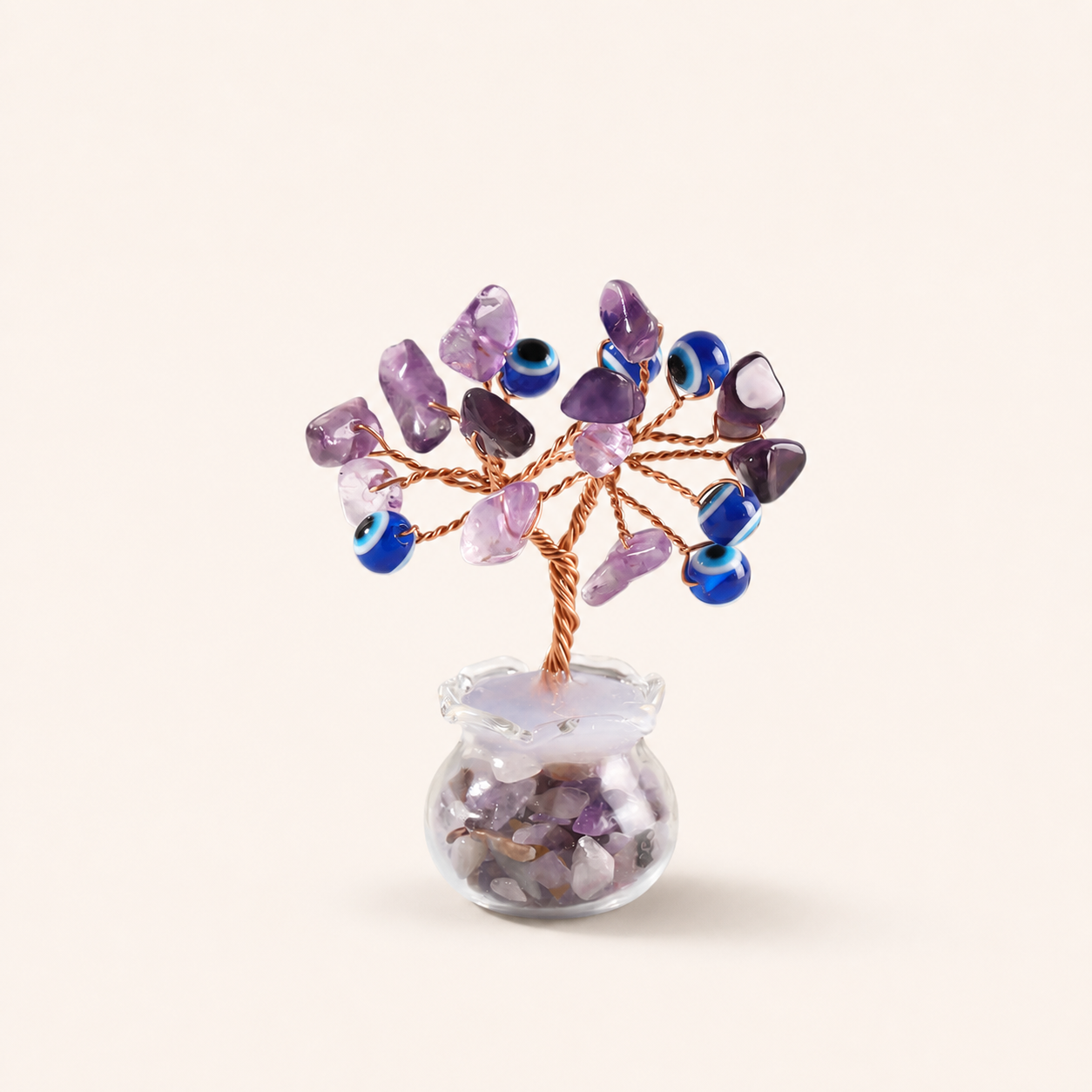 Natural crystal gravel fortune tree decorative craft for home, office desk, and car